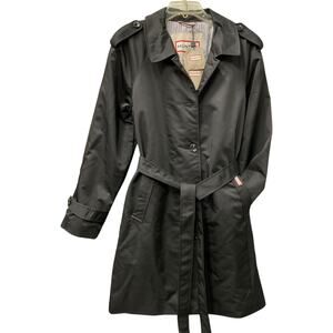 Hunter‎ Stacy Black Water Resistant Trench Coat Large Belted Rain Jacket NWT